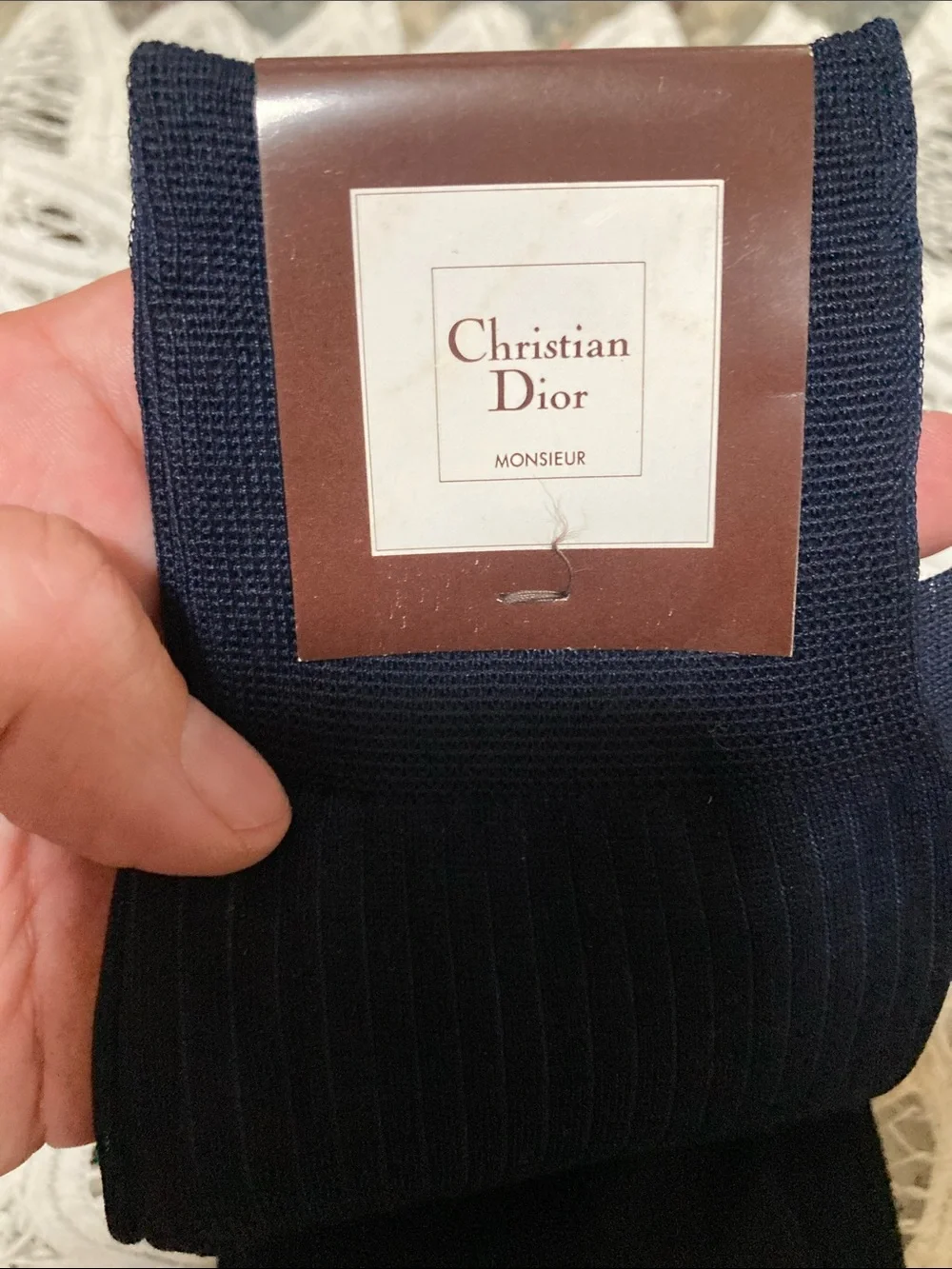 Dior Men’s Dark Navy Pinstripe Dress Socks